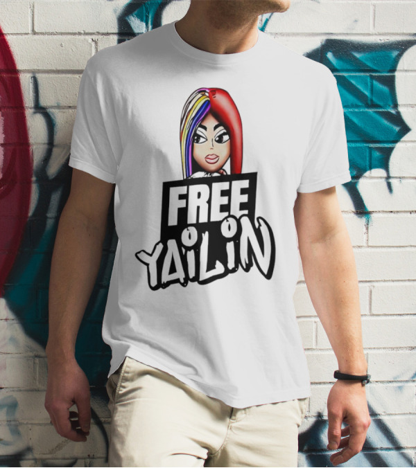 Free Yailin Colorful Hair Cartoon T-Shirt
