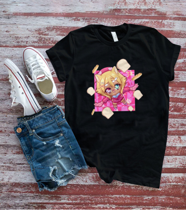 Breadguette Miyu Cute Cat-Eared Character Surrounded By Bread And Baguettes T-Shirt