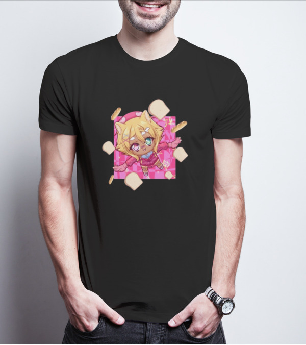 Breadguette Miyu Cute Cat-Eared Character Surrounded By Bread And Baguettes T-Shirt