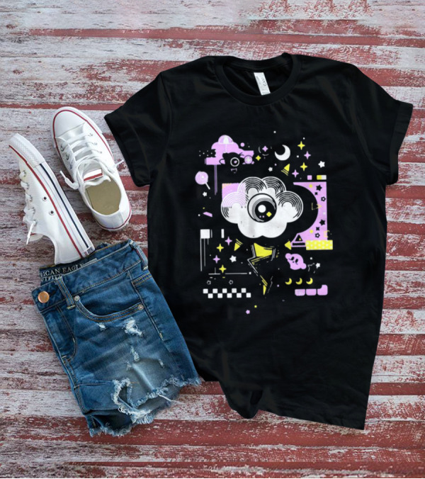 The Storm's Eye Cloud With Moon And Stars In Geometric Night Sky By Brian Shepard T-Shirt