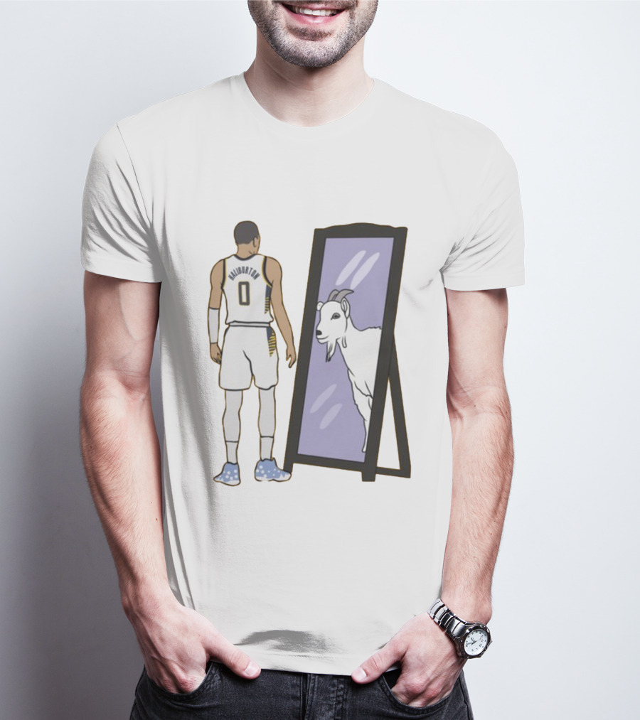 Tyrese Haliburton 0 Reflecting Goat In Mirror T-Shirt