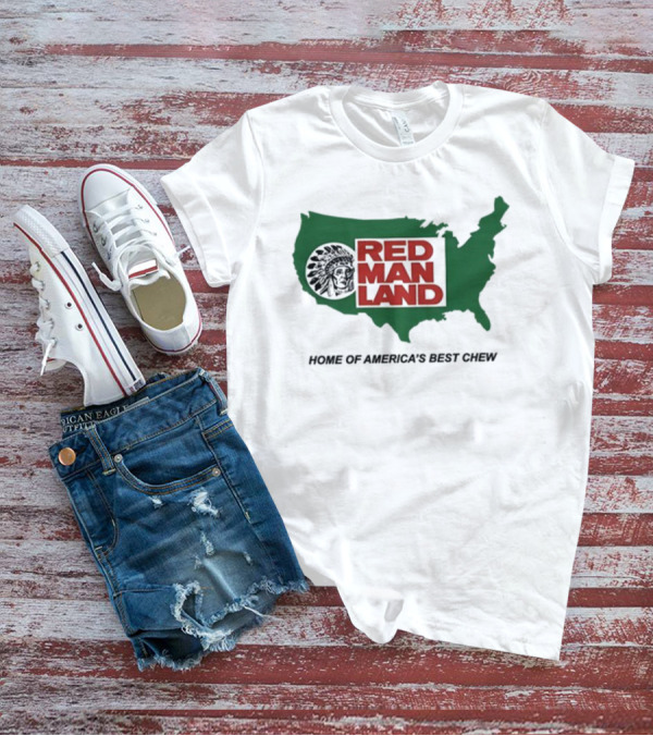 Cornbreadcountryclub Red Man Land Home Of America's Best Chew Map T-Shirt