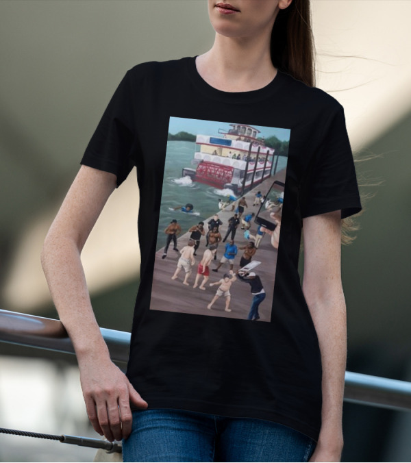 Kenny Akers Alabama River Brawl Boat Dock Scene T-Shirt