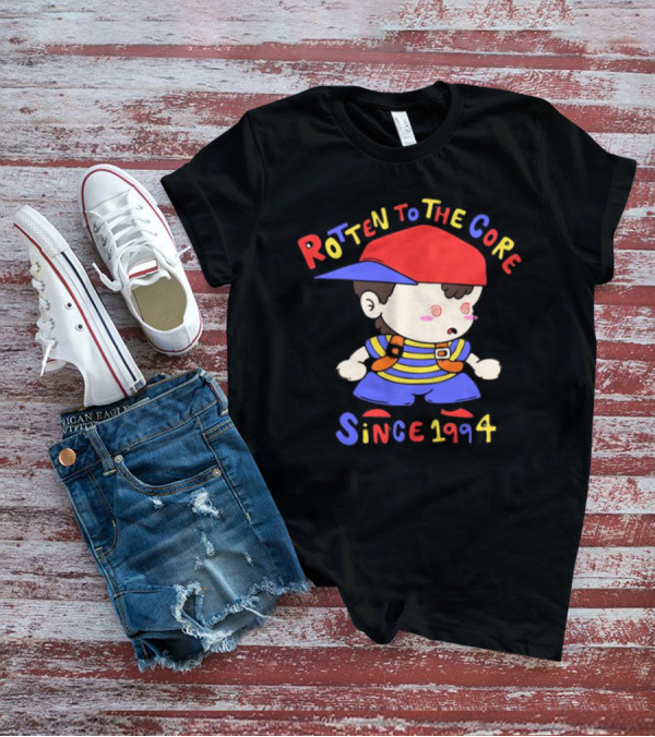 Rotten To The Core Since 1994 Striped Shirt Red Cap Backpack Spirals T-Shirt