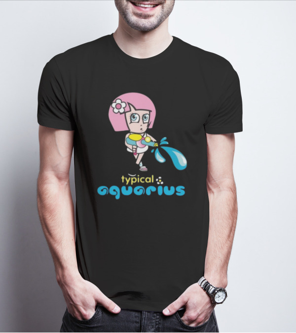 Typical Aquarius Cute Cartoon Girl With Water Splash T-Shirt