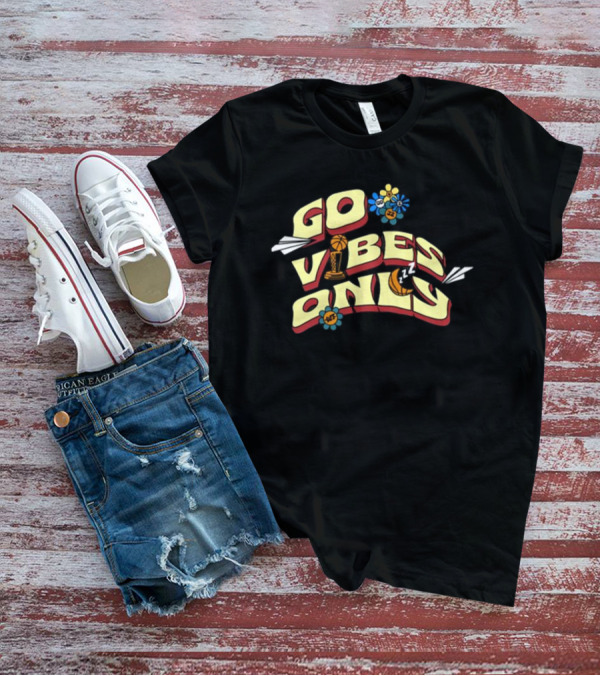 Warriorstalk Go Vibes Only Basketball Trophy Flowers Moon Clouds T-Shirt