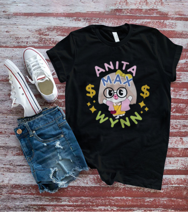 Anita Max Wynn Funnyahhtees Cartoon Character With Glasses And Dollar Signs T-Shirt