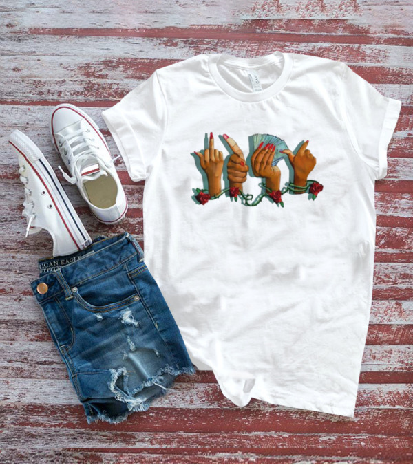 Mitchell Wearing Madammuse Salmon Fuk U Pay Me Hands With Roses And Cash T-Shirt