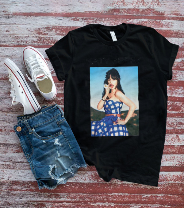 Katy Perry Blue Checkered Dress Photo T-Shirt