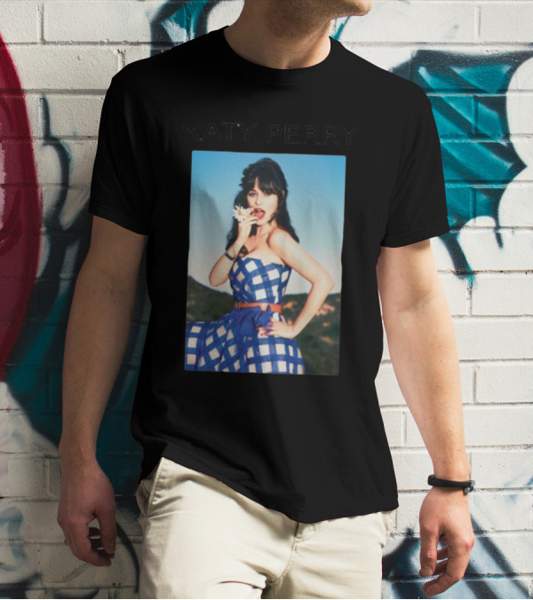 Katy Perry Blue Checkered Dress Photo T-Shirt