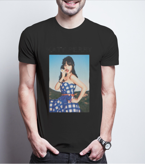 Katy Perry Blue Checkered Dress Photo T-Shirt