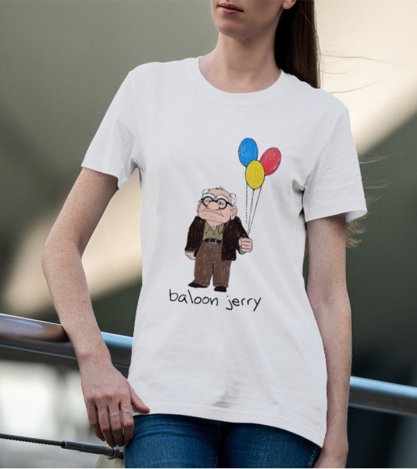 Baloon Jerry Elderly Cartoon Holding Colorful Balloons T-Shirt