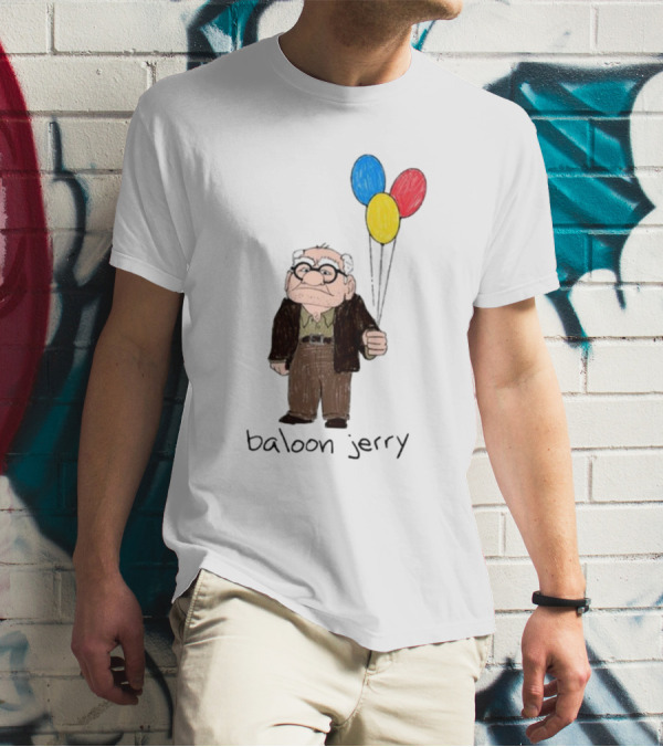 Baloon Jerry Elderly Cartoon Holding Colorful Balloons T-Shirt
