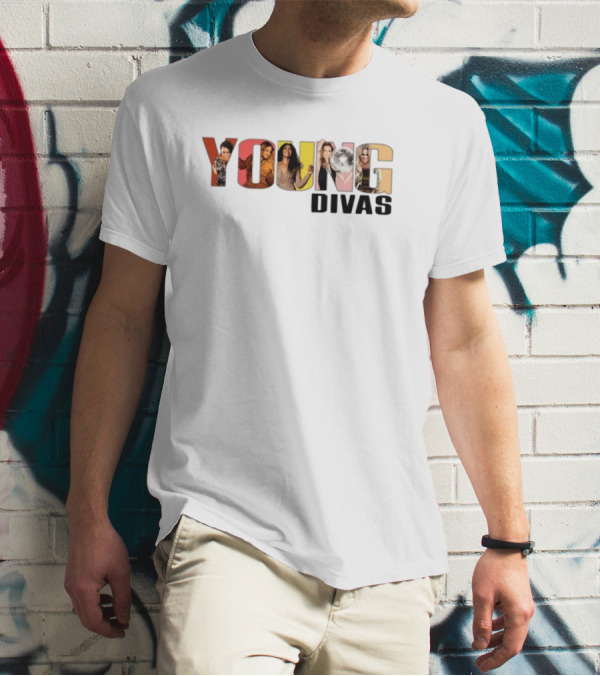 YOUNG DIVAS Photomontage Letters T-Shirt