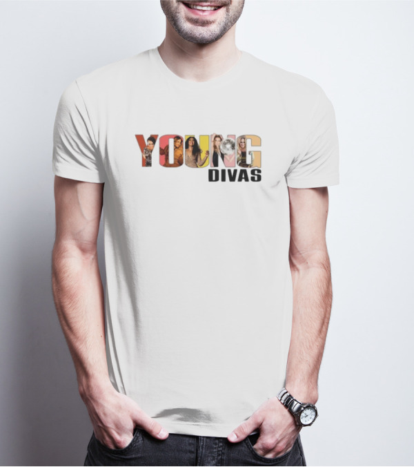 YOUNG DIVAS Photomontage Letters T-Shirt