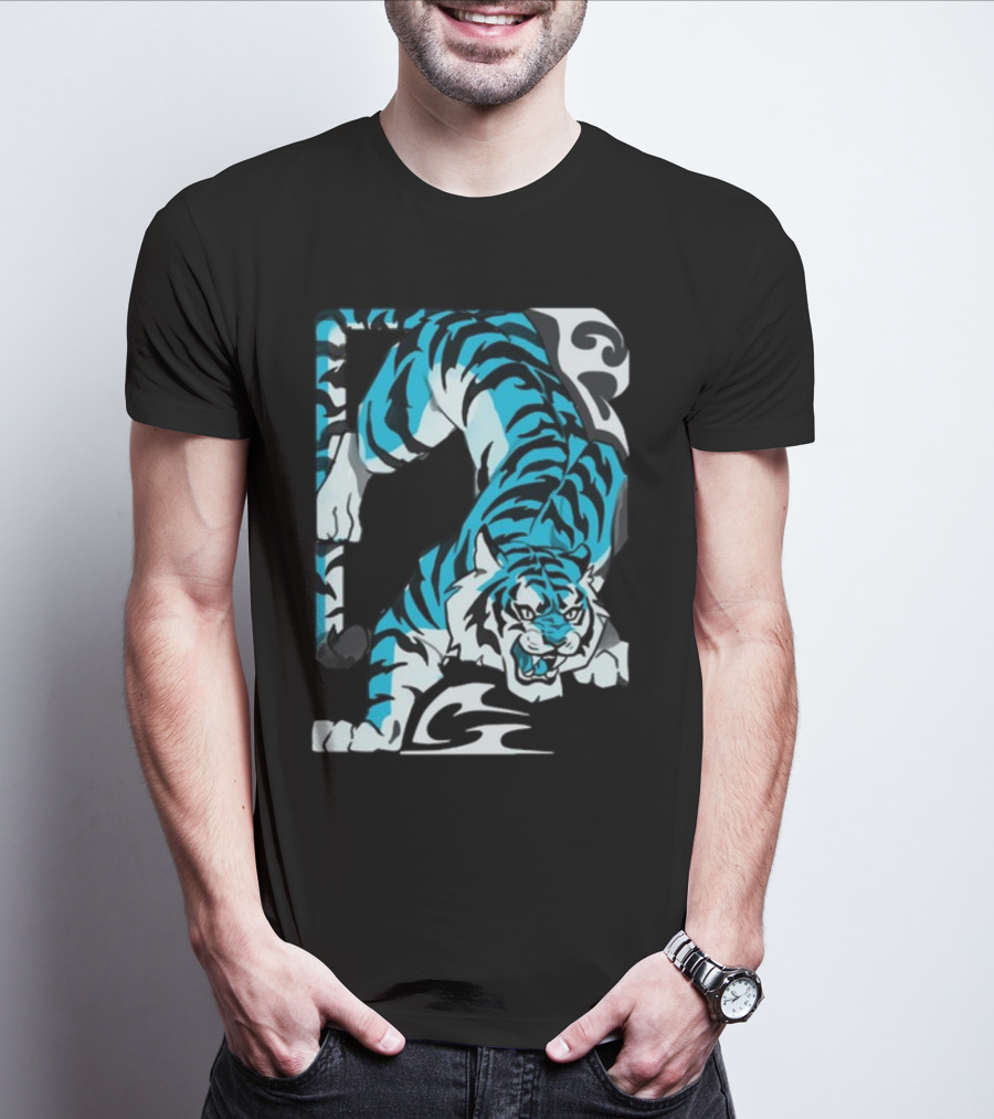 Mawili Poisonp1nk Blue Tiger Stripes T-Shirt
