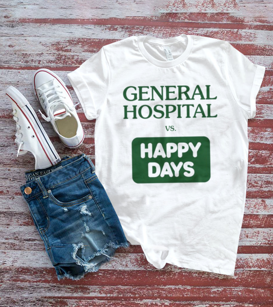 General Hospital Vs. Happy Days Retro TV Show Face-Off T-Shirt