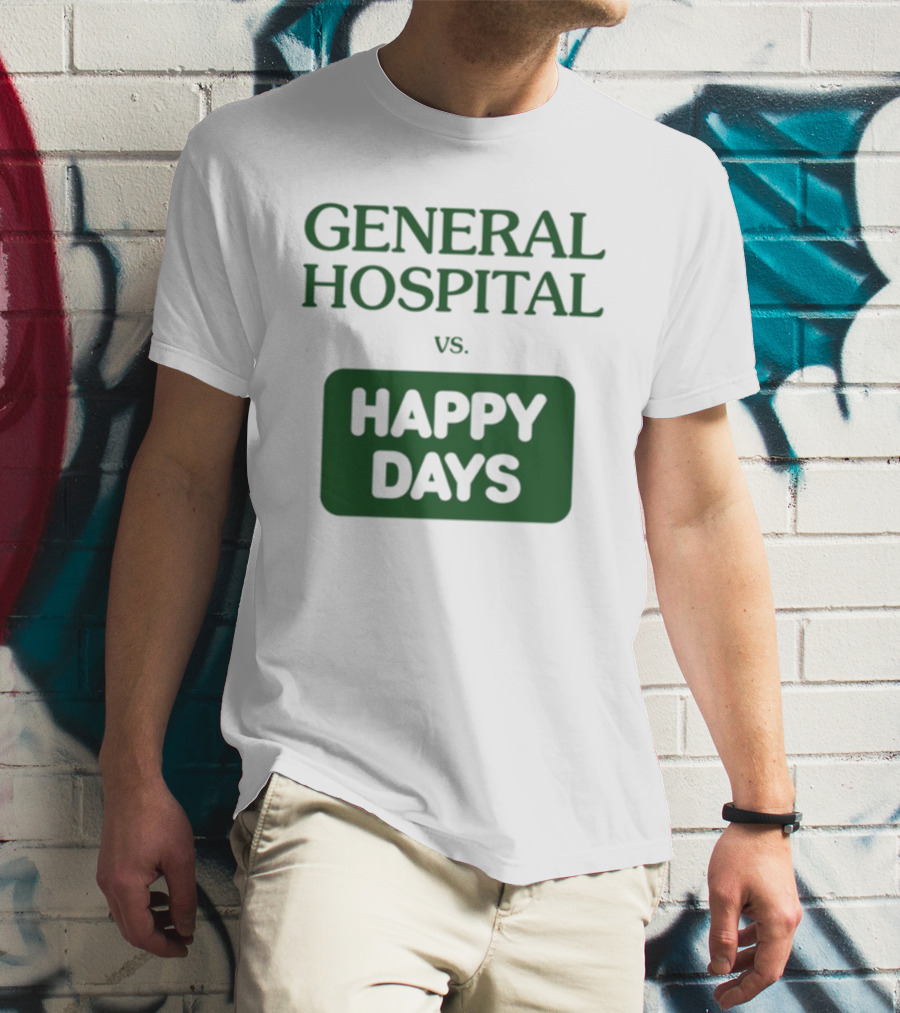General Hospital Vs. Happy Days Retro TV Show Face-Off T-Shirt
