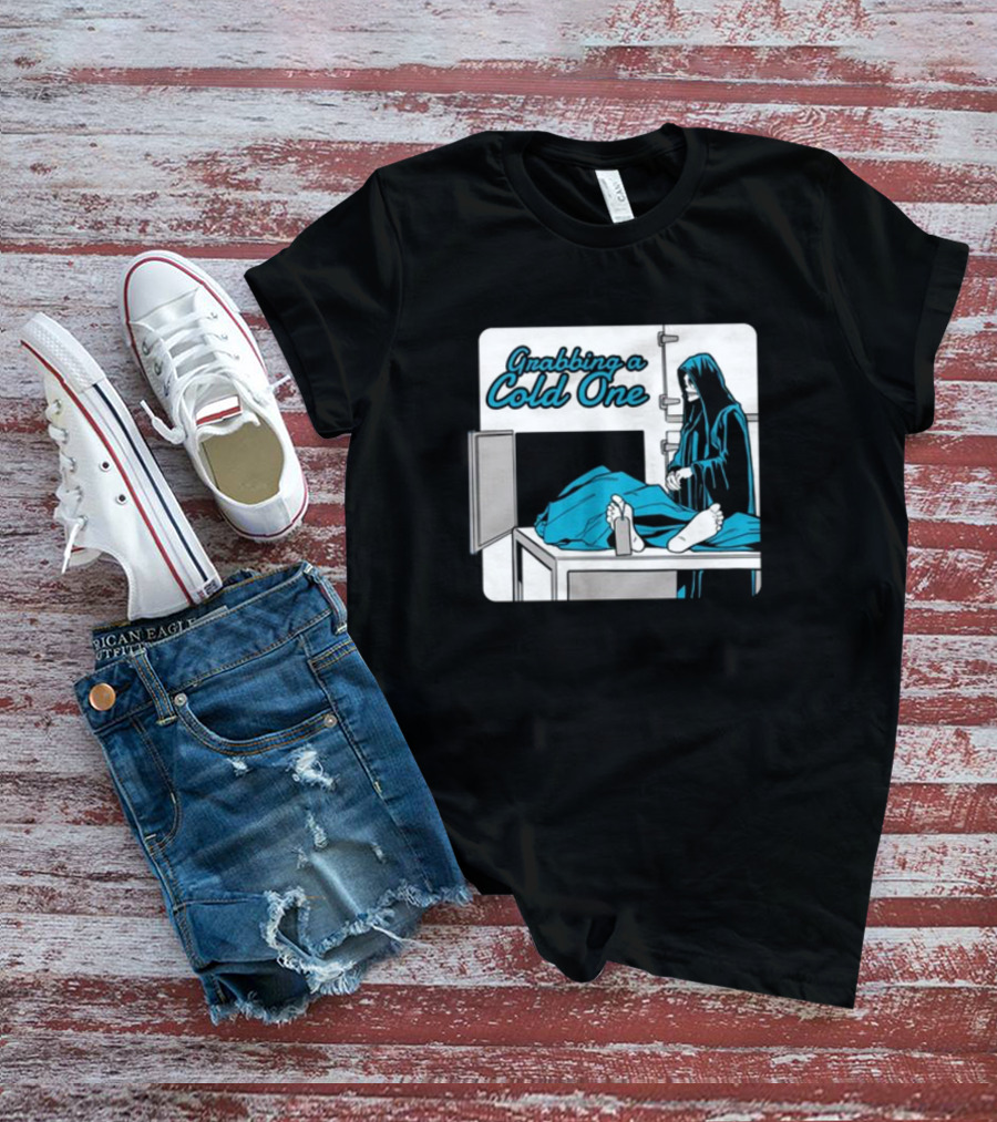 Grabbing A Cold One Grim Reaper With Feet On Morgue Table T-Shirt
