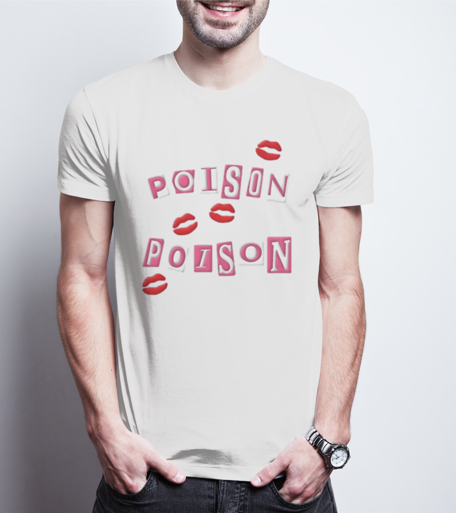 POISON POISON Red Lips Text Blocks T-Shirt