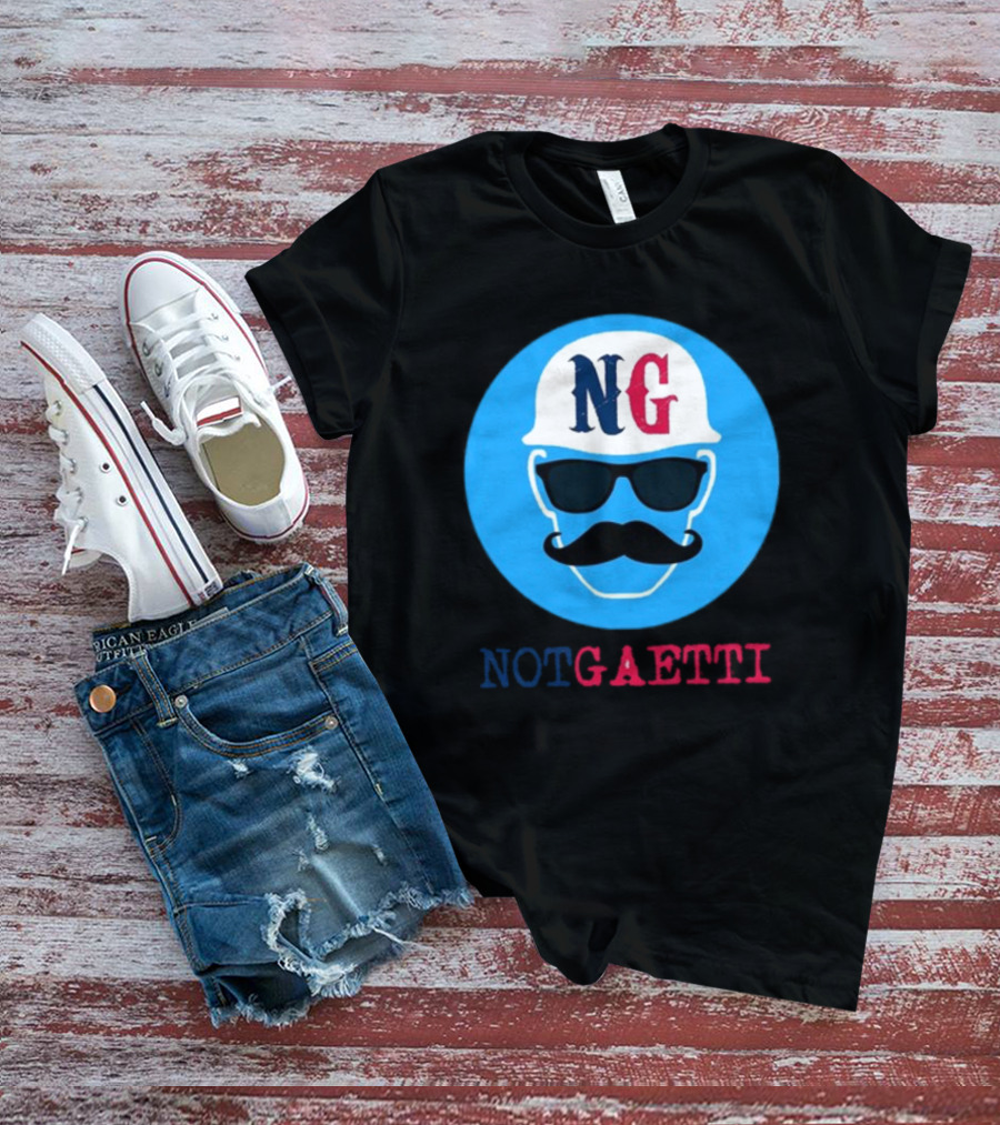 NG Not Gaetti Mustache Hat Sunglasses Blue Circle T-Shirt