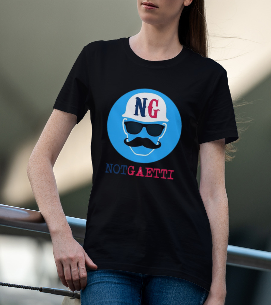 NG Not Gaetti Mustache Hat Sunglasses Blue Circle T-Shirt