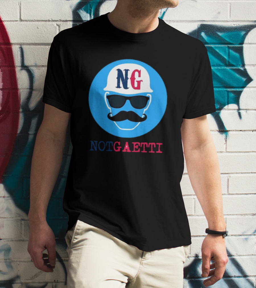 NG Not Gaetti Mustache Hat Sunglasses Blue Circle T-Shirt