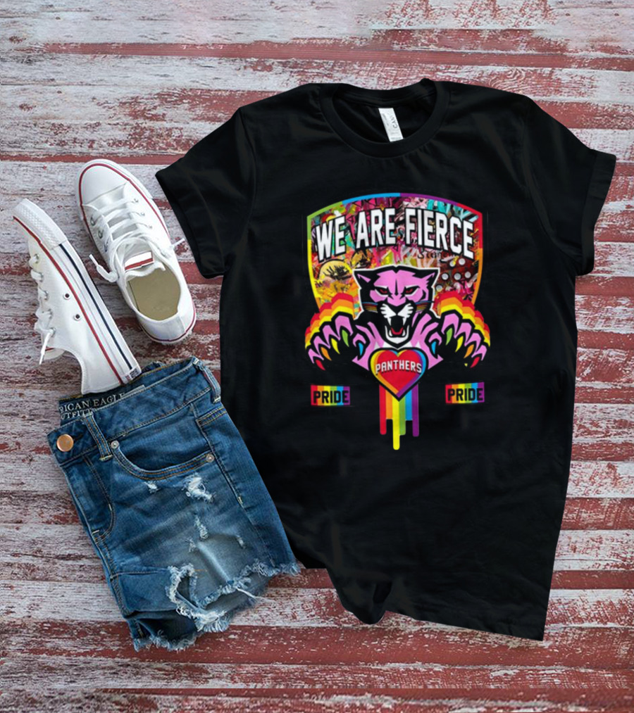 We Are Fierce Panthers Pride Colorful Rainbow Badge T-Shirt