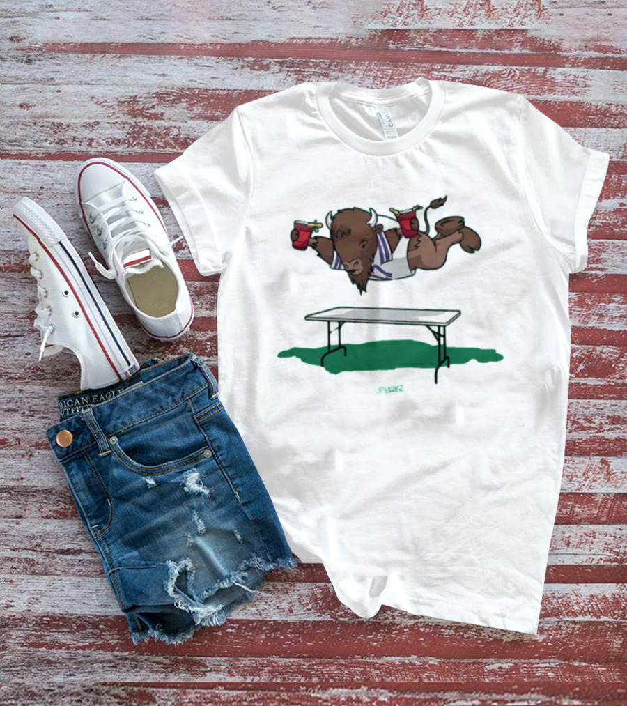 Smack Buffalo Jumping Over Table With Red Cups T-Shirt