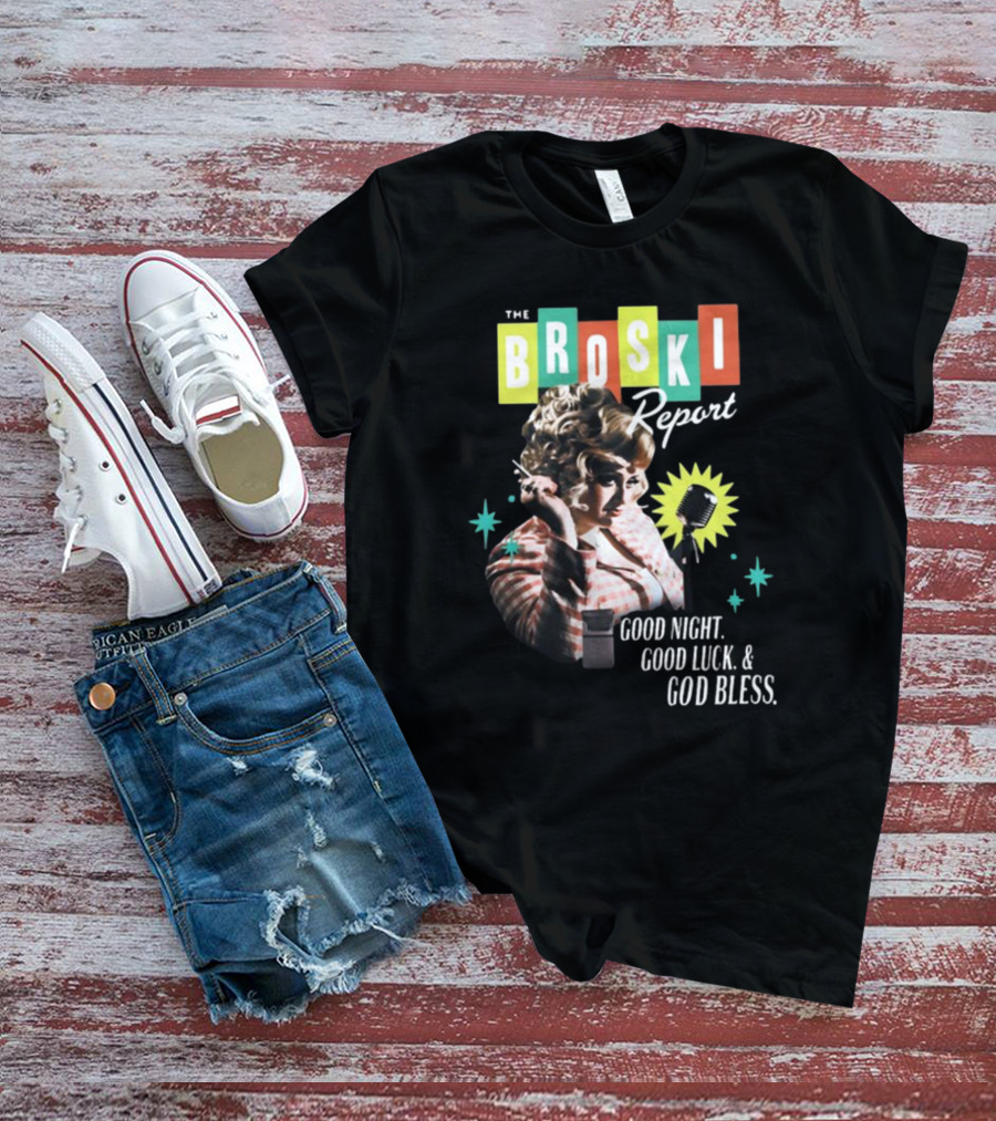 The Broski Report Good Night Good Luck God Bless Retro Style Microphone T-Shirt
