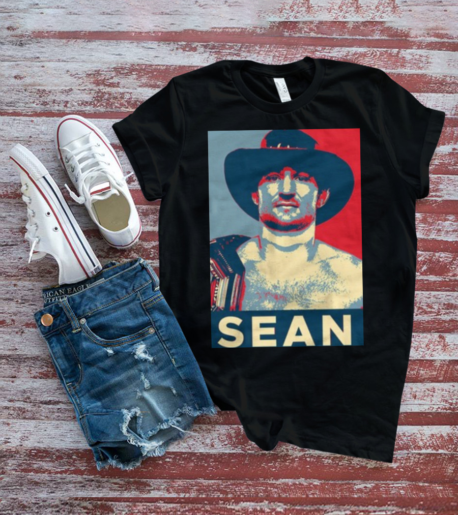 Sean 2024 Campaign Poster Style Image With Hat And Red Blue Background T-Shirt