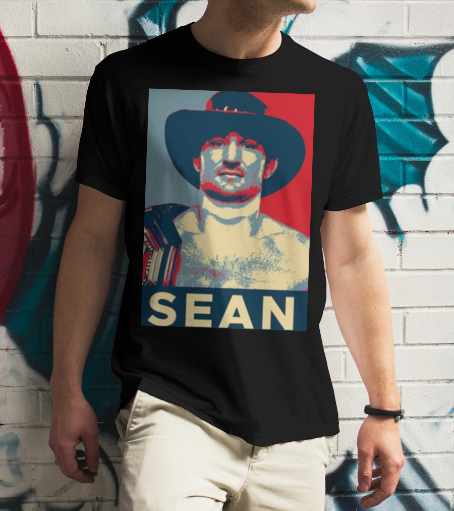 Sean 2024 Campaign Poster Style Image With Hat And Red Blue Background T-Shirt