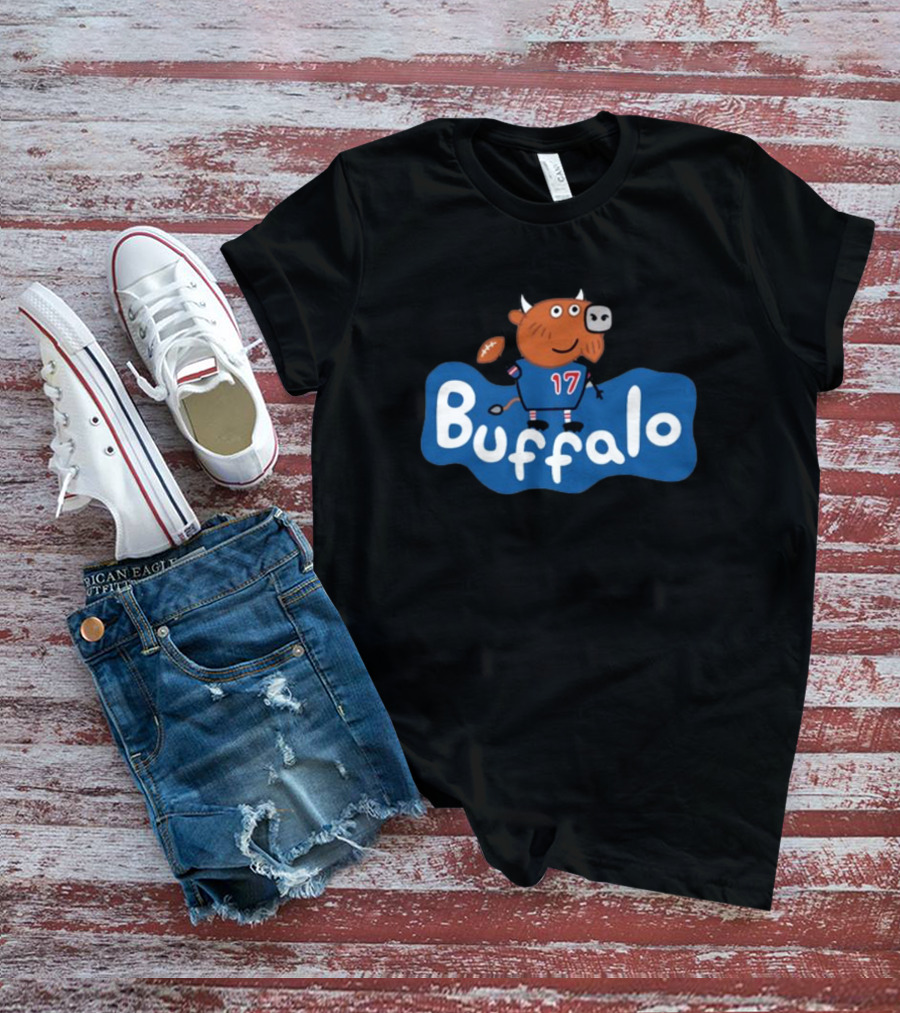Buffalo Football Cartoon Bull 17 T-Shirt