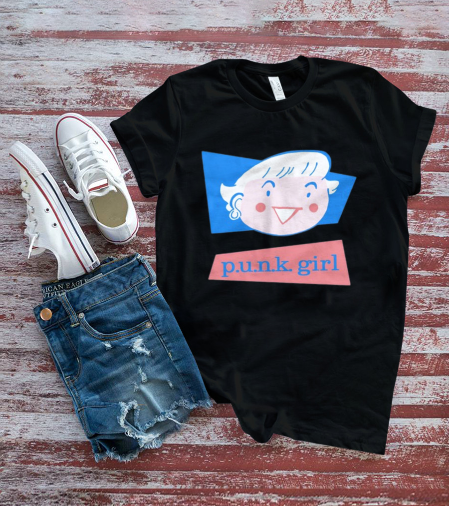 P.U.N.K. Girl Retro Cartoon Style Face T-Shirt