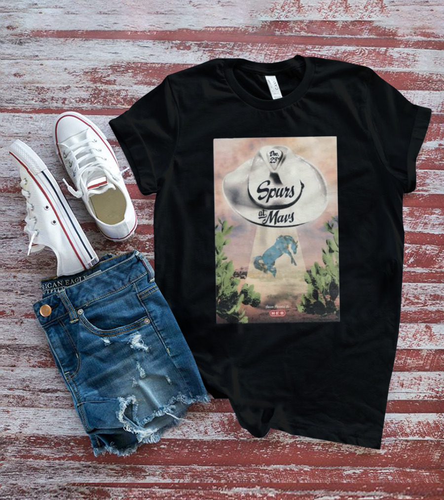 Dec 23 Spurs At Mavs Presented By H-E-B Cowboy Hat And Cactus Scene T-Shirt
