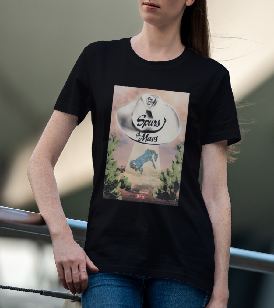 Dec 23 Spurs At Mavs Presented By H-E-B Cowboy Hat And Cactus Scene T-Shirt