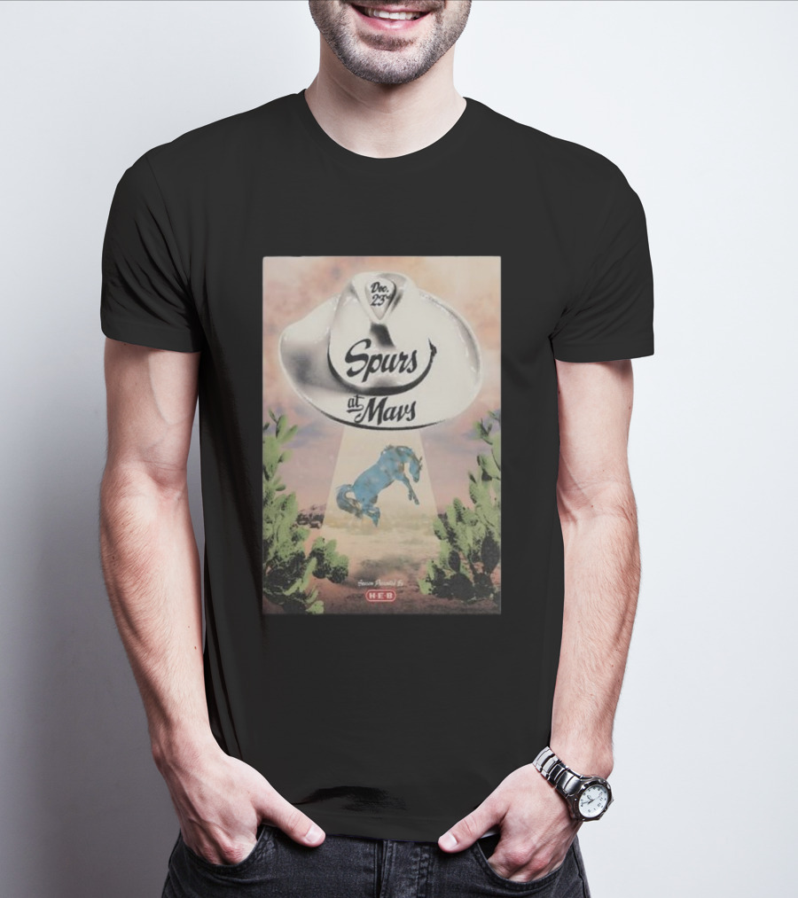 Dec 23 Spurs At Mavs Presented By H-E-B Cowboy Hat And Cactus Scene T-Shirt
