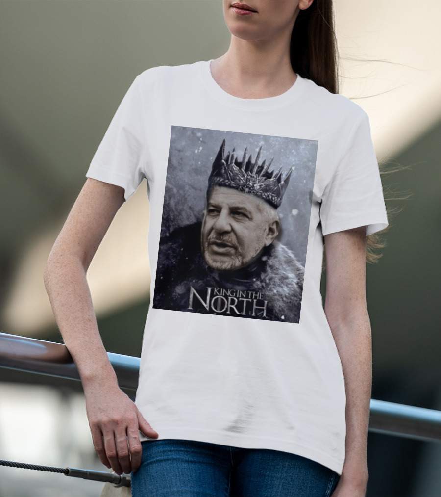 Bill Belichick King In The North Game Of Thrones Style Crown And Fur Cloak T-Shirt
