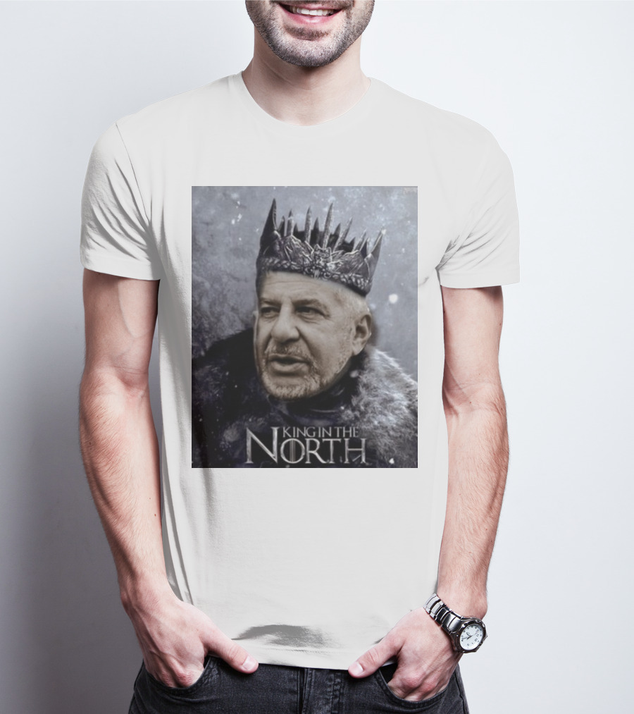 Bill Belichick King In The North Game Of Thrones Style Crown And Fur Cloak T-Shirt