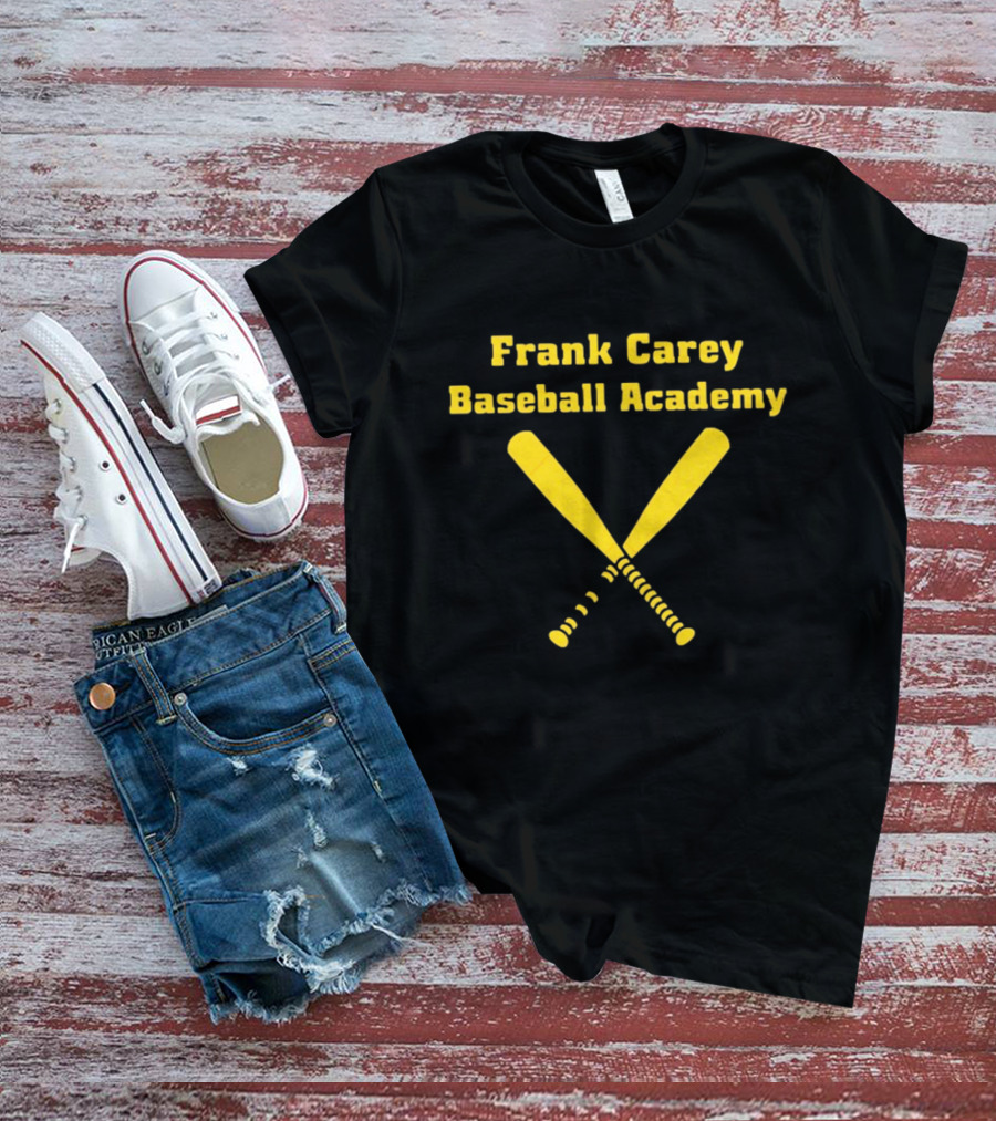 Frank Carey Baseball Academy Yellow Crossed Bats T-Shirt