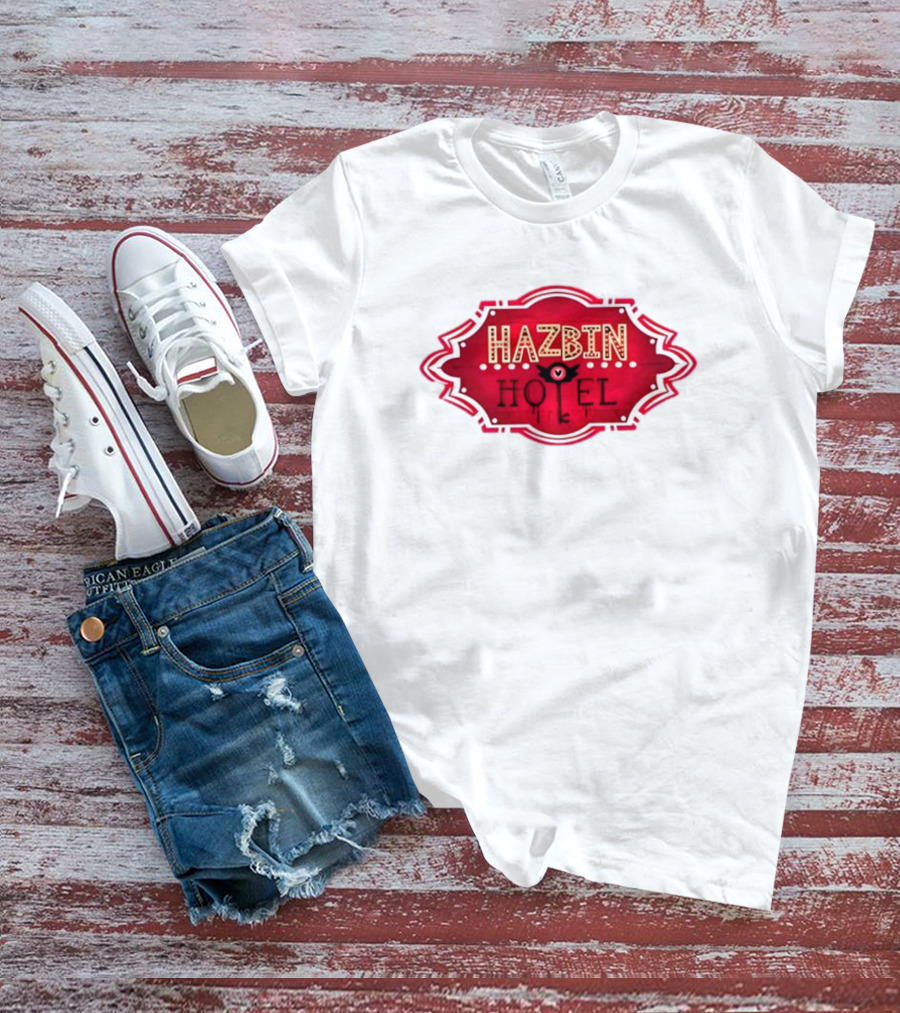 Hazbin Hotel Hazbinhotel Logo Badge With Heart And Winged Eye T-Shirt