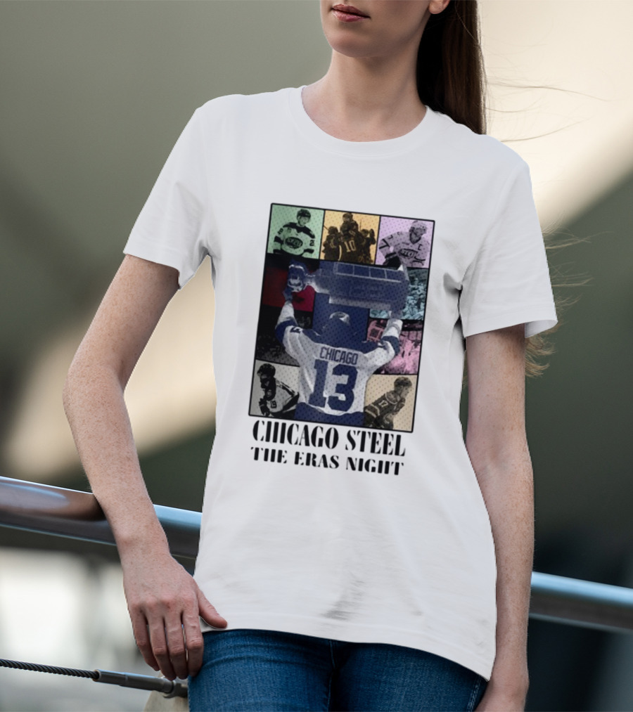 Chicago Steel The Eras Night Number 13 Hockey Collage T-Shirt