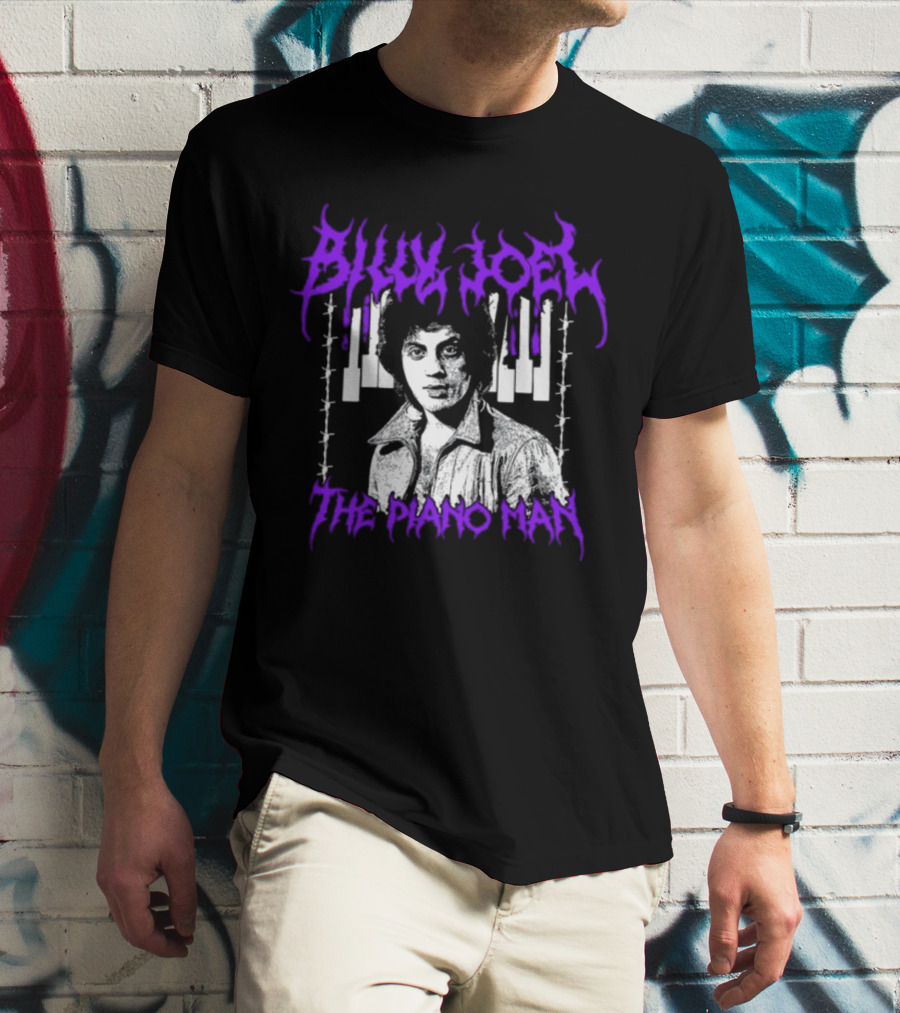 Billy Joel The Piano Man Purple Lettering Piano Keys T-Shirt