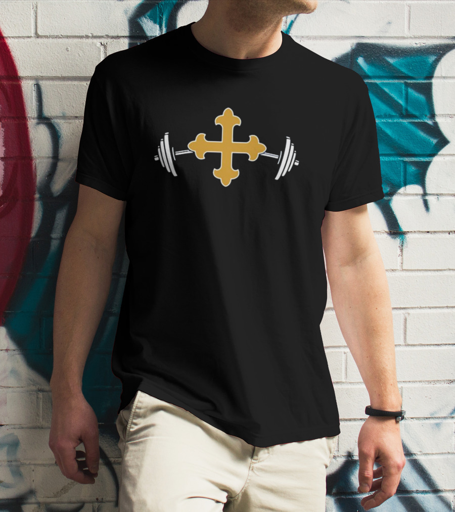 John Carroll Iron Streak Cross And Barbells T-Shirt