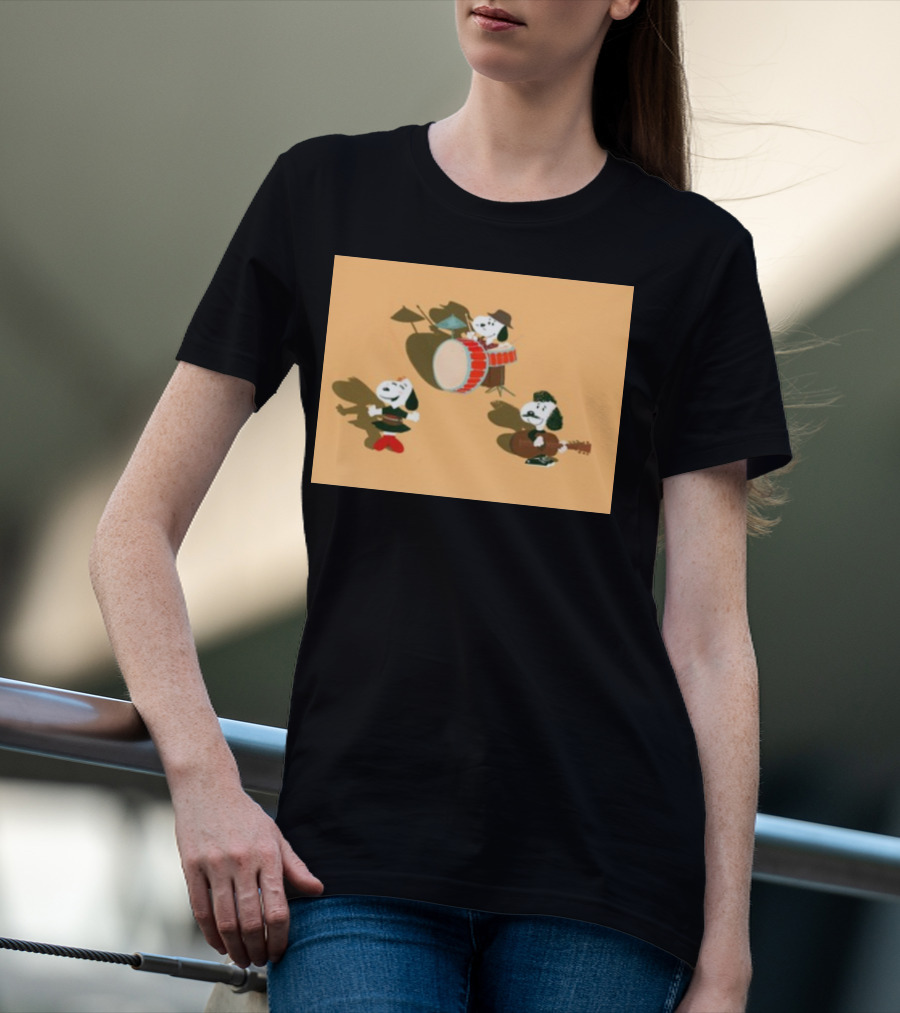 Paramore And Snoopy Characters Playing Musical Instruments T-Shirt
