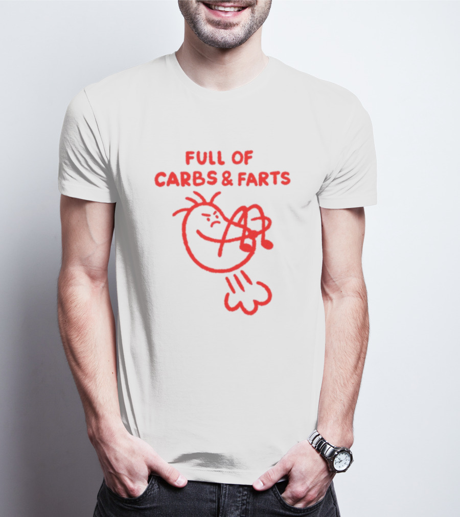 FULL OF CARBS AND FARTS Silly Cartoon Character Emitting Gas T-Shirt