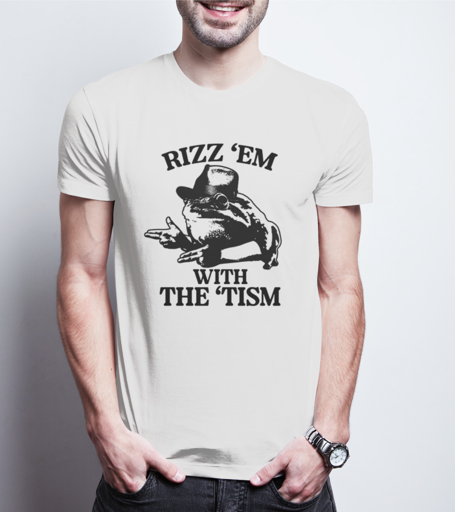 Rizz 'Em With The 'Tism Frog Hat Gesture T-Shirt