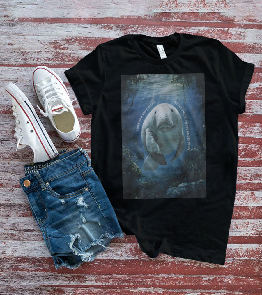 Waveygoods I Love How You Can Tell All The Pieces Pieces Pieces Of Me Manatee Ocean Scene T-Shirt