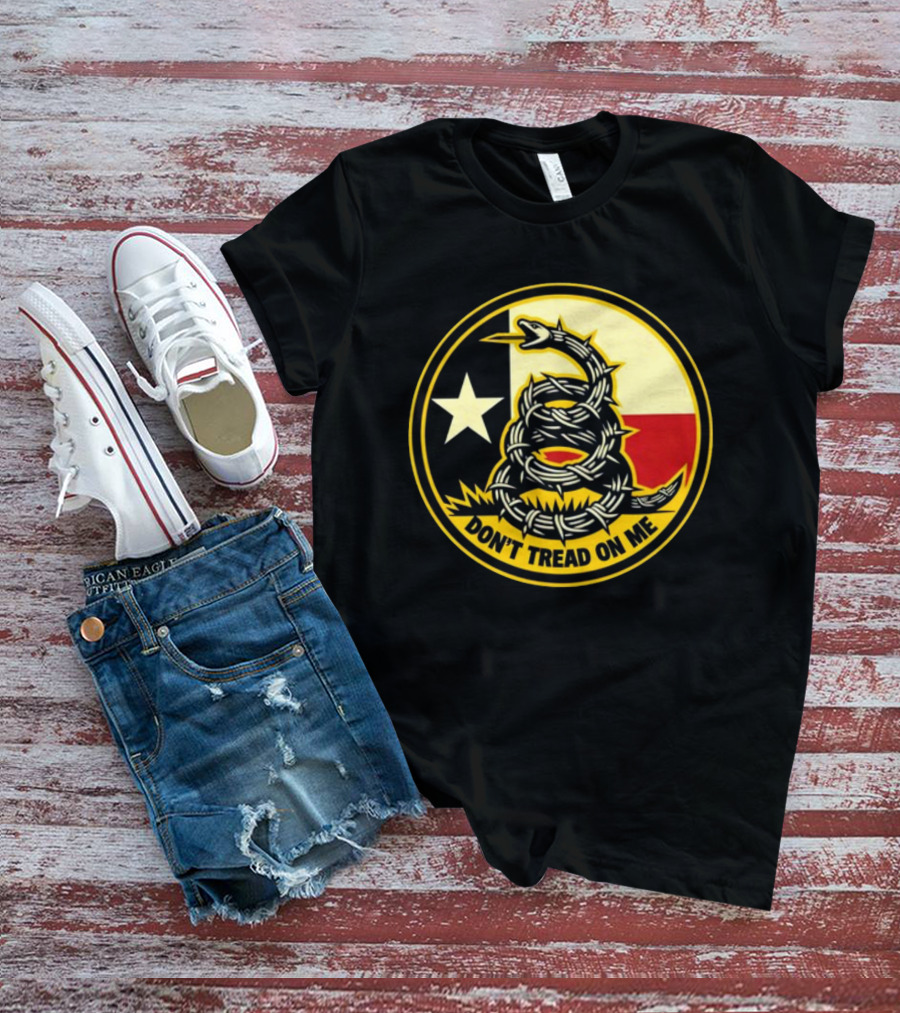 Don't Tread On Me Barbed Snake With Texas Flag Star T-Shirt