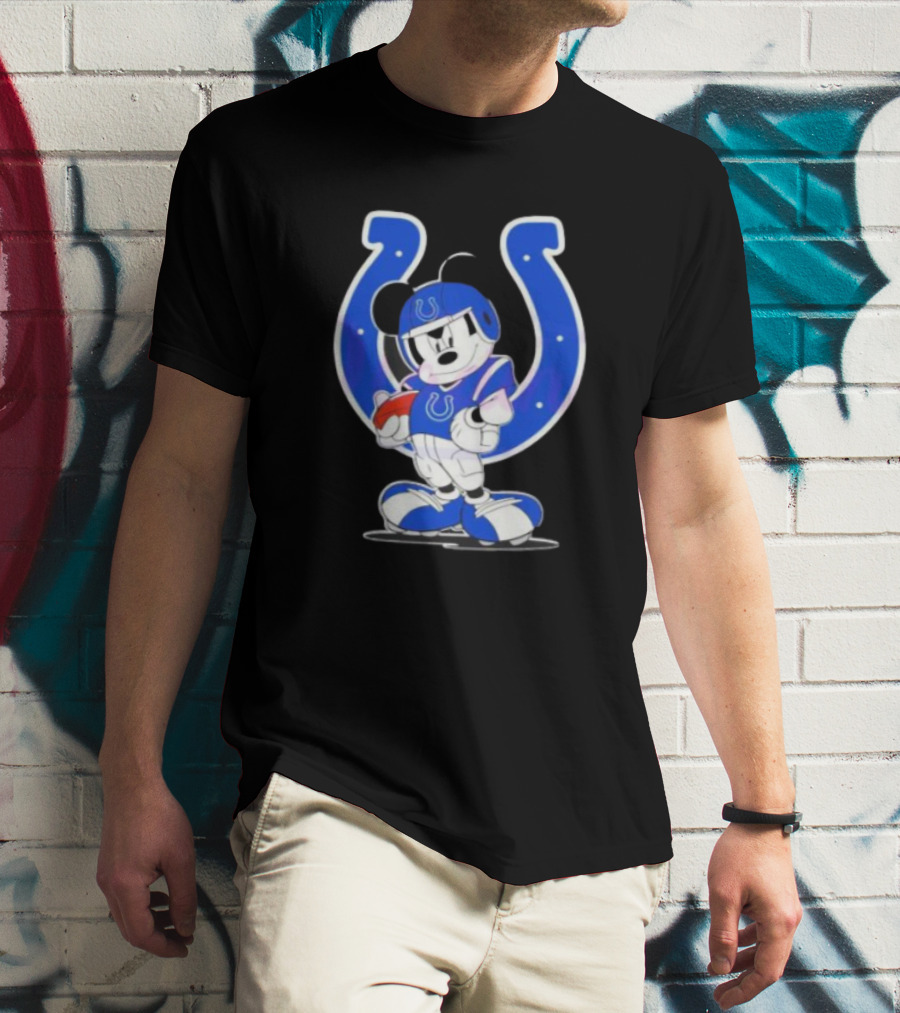 Indianapolis Colts NFL Mickey Mouse In Football Gear With Horseshoe T-Shirt